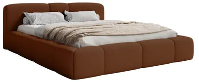 Image de Selsey Bowia – Lit rembourré 200 x 200 cm, coffre de rangement Bouclé cuivre