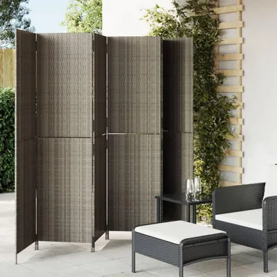 Obrázek produktu pro Dělicí stěna 4 panely šedá polyratan šedá Plně tkané / 294 x 180 cm