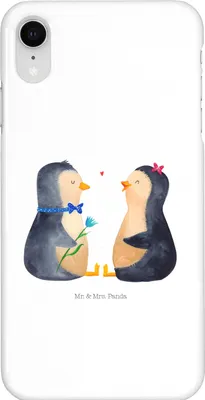 Produktbild von Mr. & Mrs. Panda Iphone XR Handyhülle Pinguin Pärchen - Weiß - Geschenk, Liebe, Jahrestag, Premium Kunststoff, Verknallt, Hochzeit, Pinguine, Hochzeitsgeschenk