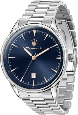 A close-up studio shot of a men's wristwatch.