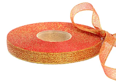 25m edles Dekoband Glitzerband 12mm Geschenkband mit Glitzer, rot