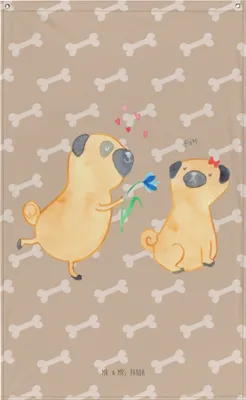 Produktbild von Mr. & Mrs. Panda Wandbild Mops Verliebt - Hundeglück - Geschenk, Wandtuch, Hund, Freund, Sprüche, Tapestry, Wandteppich, Knuffig, Wandbehang, Hängedeko, Liebe