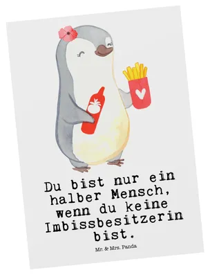 Produktbild von Mr. & Mrs. Panda Postkarte Imbissbesitzerin Herz - Weiß - Geschenk, Witzig, Lustig, Ansichtskarte, Ansichtskarten, Spruch, Imibissverkäuferin, Pommesliebe, Grußkarte
