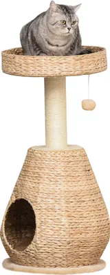 Produktbild von Katzenbaum Kratzbaum Kätzchen Möbel mit Katzenhöhle Ballspielzeug Sisal weiche Plüsch Höhe 82,5 cm Gelb