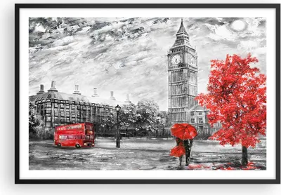 Produktbild von Gerahmtes Poster - Schwarzer Rahmen - London Bus - 91,5x61 cm - Wand Bild - Wanddeko - Wandbilder - Kunstposter - Wandposter - Bilderrahmen - Bilder - Kunstdruck - Wandbild - P2BAA91x61-3866