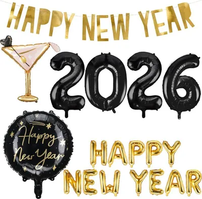Produktbild von XL Silvester Partyset Deko Dekoration Sylvester schwarz gold Folienballon 2026