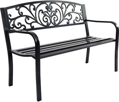 Image de COSTWAY Banc de jardin Banc de parc Banc Meubles de jardin Fonte Métal 127 x 60 x 85 cm