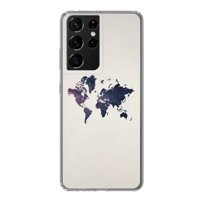 Produktbild von MuchoWow® Handyhülle Schutzhülle Hülle für Samsung Galaxy S21 Ultra Weltkarte - Licht - Rot Silikon Softcase Handy Hülle - Mobiltelefon
