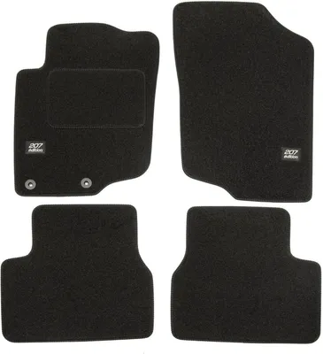 Image de Logo Tapis De Sol Noir Velours Sur Mesure Pour Peugeot 207 2006-2012 4pcs, Base Antidérapante, Tapis conducteur renforcé