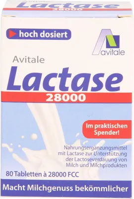 Image de Avitale Lactase 28000 FCC comprimés en distributeur, 80 comprimés