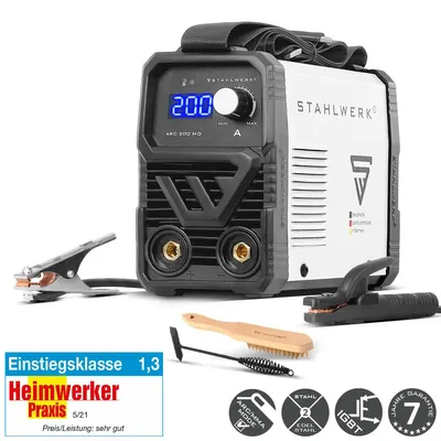 Produktbild von STAHLWERK Elektroden-Schweißgerät ARC 200 MD – MMA (E-Hand) & Lift-TIG (DC) bis 200 A, flexibel einsetzbar ohne Gas, 3,4 kg leicht, Smartkühlung