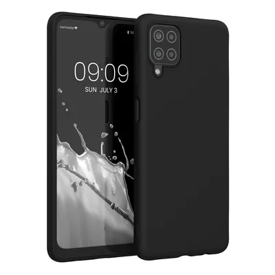 Produktbild von kwmobile Hülle kompatibel mit Samsung Galaxy A12 Hülle - weiches TPU Silikon Case - Cover geeignet für kabelloses Laden - Schwarz matt