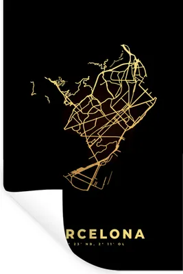 Produktbild von MuchoWow® Wandtattoo Wandsticker Wandaufkleber Stadtplan - Spanien - Schwarz - Gold 60x90 cm Selbstklebend und Repositionierbar - Sticker - Dekorfolie