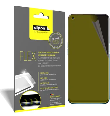 Produktbild von 2x Schutzfolie für Oppo A54 5G Folie, 100% Displayabdeckung, dipos Flex