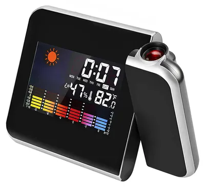 Produktbild von Avizar, Digitaler Projektionswecker mit Temperatur- und Feuchtigkeitssensor, Schwarz