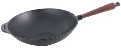 Produktbild von Eisenguss-Wok, Wokpfanne, Buchenholzgriff, Ø29 cm und 8,5 cm Höhe