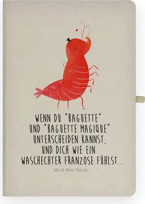 Produktbild von Mr. & Mrs. Panda Adressbuch Garnele Franzose - Transparent - Geschenk, notizbuch a4, Journal, Tagebuch, Kladde, Skizzenbuch, Krabbe, Französisch, Meer