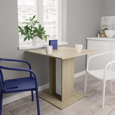 Produktbild von Möbel Esstisch Weiß und Sonoma-Eiche 80x80x75 cm Holzwerkstoff - Esstische 800257