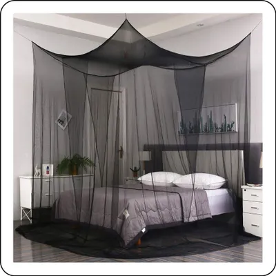 Produktbild von Moskitonetz Groß Weiß, 1 Stück, Quadratischer Baldachin Mit 4 Eckpfosten, Für Einzel- Bis Kingsize-Betten, 210 X 190 X 240 Cm