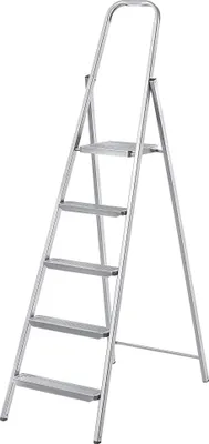 Obrázok produktu pre Oceľový rebrík – skladací – 5 stupňov – jednostranný – univerzálny – pre domácnosť