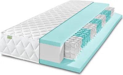 A cutaway view of a mattress showing its internal layers.