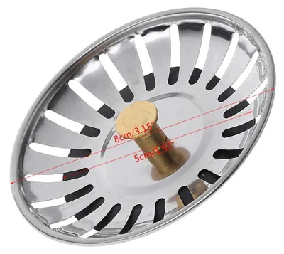 Edelstahl Abflusssieb mit Stopfen, 8 cm, für Küchenabfluss