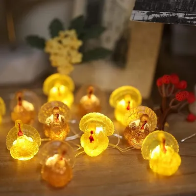 Produktbild von Dekorative Feen-Mini-Truthahn-Lichterkette, Herbstgirlande, niedliche, neuartige Herbstlichter, 30 LEDs, 2,7 m, batteriebetrieben, für Thanksgiving-Tafelaufsatz-Dekoration, Schlafzimmer, Hochzeit, Geburtstag, Erntedankfest-Dekoration