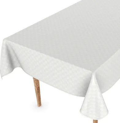 Produktbild von Tischdecke Wachstuchtischdecke Gartentischdecke Wachstischdecke Retro Weiß Wasserabweisend Breite 120 cm Länge 180 cm mit Paspelband