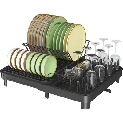 Image de Triumpunpre Égouttoir Vaisselle Extensible, Acier Carbone Antirouille, avec Porte-Couverts