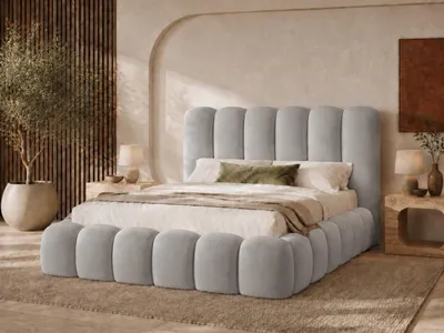 Produktbild von Emlar Polsterbett Mellow 180x200 cm - Bett mit Bettkasten & Lattenrost - Velvet-Stoff - Doppelbett mit Stauraum Grau (Magic Velvet 2218)