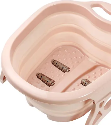 Image de Bain de pieds pliable à roulettes design SPA seau de massage pour soulager les douleurs des piedsPink