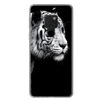 Produktbild von MuchoWow® Handyhülle Schutzhülle Hülle für Huawei P40 Lite Studioaufnahme eines weißen Tigers auf schwarzem Hintergrund Silikon Softcase Handy Hülle - Handy