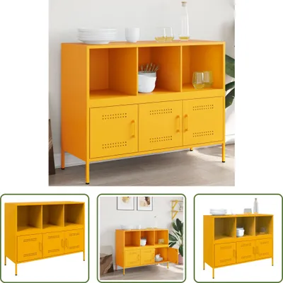 Produktbild von The Living Store Sideboard Senfgelb 100,5x39x79 cm Kaltgewalzter Stahl