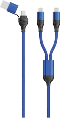 Immagine prodotto di 2GO Cavo di ricarica USB / Tipo C DUO 2x Lightning Nylon 1,2 m blu