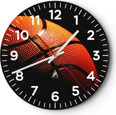Produktbild von Wanduhr - Rund - Glasuhr - Basketball Spiel Sport - 30x30cm - Schleichendes Uhrwerk - Lautlos - zum Aufhängen bereit - Dekoration Modern - Wanddekoration aus Glas - C4AR30x30-2225