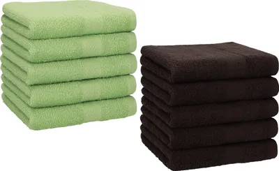 Produktbild von Betz 10 Stück Seiftücher 30x30 cm PREMIUM 100% Baumwolle  Farbe: apfelgrün und dunkelbraun