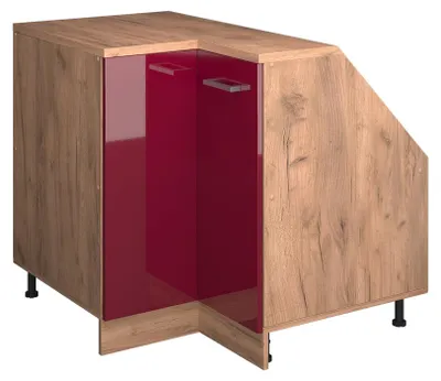 Image de Meuble de rangement sous pente Armoire d'angle Vicco Rion Rouge brillant 75.6x81.6cm 1 porte, 60 cm de profondeur, Model 60126