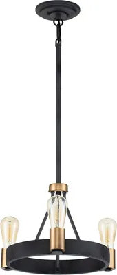 Produktbild von Kronleuchter Metall E27 rund D: 42,2 cm H: max. 117,5 cm in Zink Antik Messing Antik 3-flammig Vintage