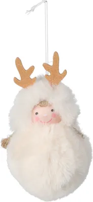 Produktbild von Hängende Dekoration 13 cm Mädchen mit Geweih, creme