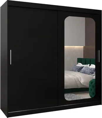 Produktbild von MEBLE KRYSPOL Promo 2200 Schlafzimmerschrank zwei Schiebetüren - Mattschwarz