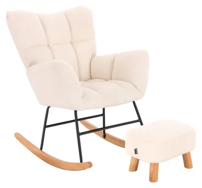 Produktbild von Home Deluxe Schaukelstuhl inkl. Hocker NARA I Schaukelstuhl Hocker Stuhl Wippstuhl Schwingstuhl Schaukelsessel