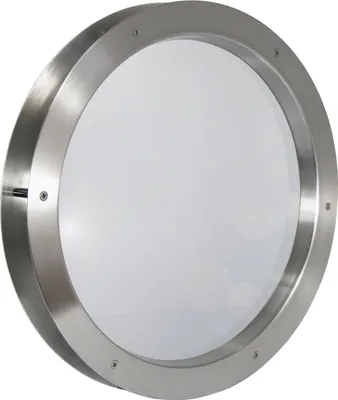 A round, silver-colored porthole window with a frosted glass center, shown against a white background.