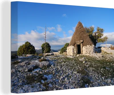 Produktbild von OneMillionCanvasses® - Leinwandbilder - 140x90 cm, Hütte in Sardinien, Wandbilder Kunstdruck Wanddekoration