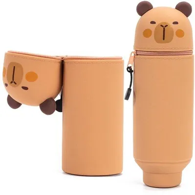 Productafbeelding van Kawaii 2-in-1 Siliconen Pennenetui voor Kinderen - Capybara Motief