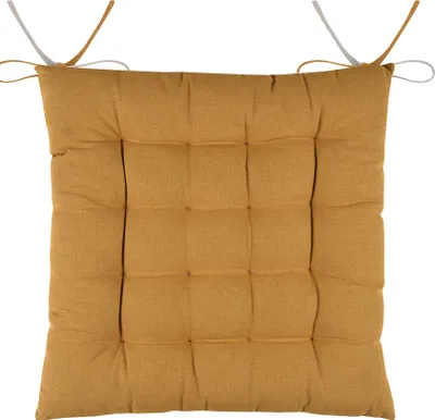 Produktbild von STOF | Stuhlkissen - Dekokissen - Siztkissen - 40 x 40 cm - gelb - beige - aus Baumwolle - Kissen - doppelseitig
