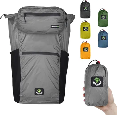 Produktbild von 4Monster Faltbarer Rucksack Ultra Leicht, Uni Tagesrucksack Outdoor, 2in1 Gürteltasche, Wasserdichter Wanderrucksack