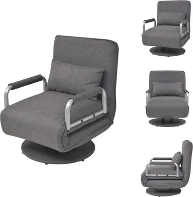 Image de vidaXL Fauteuil pivotant et canapé-lit Tissu gris foncé - Fauteuil