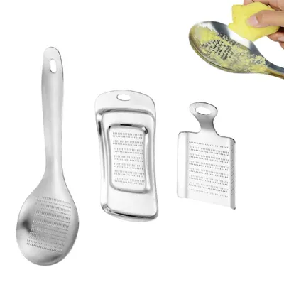 Produktbild von 3 Stück Multireibe - Kleine Reibe aus Edelstahl - Knoblauchreibe - Käsereibe - Zum feinen Reiben von Knoblauch, Ingwer und Schokolade