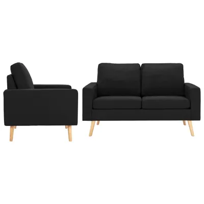Image de The Living Store Ensemble de canapés 2 pièces tissu noir