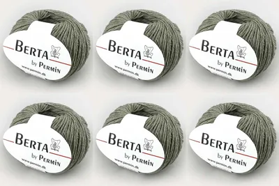 Produktbild von 6x Berta by Permin –  Wolle-Baumwolle Strickgarn (04 hellmilitary)